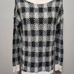 EXPRESS  Black & Ivory Buffalo Check Crewneck Wool Blend Sweater Size Small Photo 1
