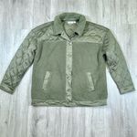 Style & Co Women's Green Quilted Mixed Media Fleece Trim Jacket L Photo 2