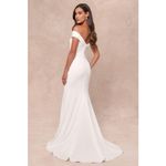 Lulus NWT Arienne White Off-the-Shoulder Mermaid Maxi Dress Wedding Bridal Sz S Photo 0