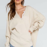 We The Free Free People  Owen‎ Thermal Oversized Top Vanilla Cream Women’s Sz Med Photo 0