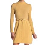 Free People  French Girl Ribbed Knit Dress Small Gold Sparkle Lurex Mini NWT Photo 1