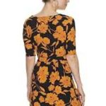 Apt. 9  Dress XL Black Orange Pink V-neck Belted Pockets A-line Flare Mini Photo 7