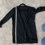 Eileen Fisher Tencel Metal Long Cardigan Open Front Rolled Hem Black Gray Medium Photo 6