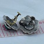 Vintage Native American Sterling Silver and Malachite screwback earrings. Photo 5