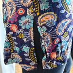 Liz Claiborne Paisley Block Print Floral Tunic Rop Colorful 3/4 Sleeve V-neck Photo 2