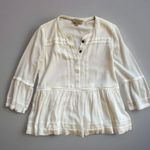 Burberry White Gauzy Peplum Henley Blouse Women Size 4 Photo 8