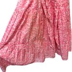 Elan Cotton Tiered Shirt Dress Pink Floral M Belted Puff SS Prairie Cottagecore Photo 5