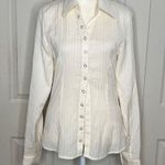 Black up Snap Closure Accent Textured Cream Shirt Approx Small A30 White Photo 6
