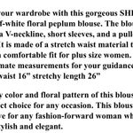 SheIn  Curve Ivory Floral Peplum Blouse Short Sleeves Sz 1X XC Photo 6