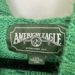 American Eagle  Women’s Large Green Cable Knit Hooded Sweater Photo 1