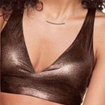 PINK - Victoria's Secret Pink Victoria Secret Gold/Black Sparkle Ultimate Racerback Sport Bra SZ SMALL Photo 0