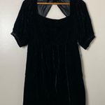 Modcloth Dress Crushed Black Velvet Babydoll Mini with Bow Twist Back Size 4 Photo 1