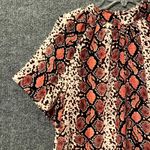 Sunday in Brooklyn Blouse Top Womens Medium Multicolor Snakeskin Print Pleated Photo 1