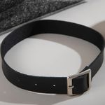 Black Faux Leather Goth Choker Necklace with Y2k Punk Buckle Photo 1