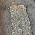 Dave and Johnny  One Shoulder Gold Sequin Tulle Dress SIZE 15/16 Photo 4