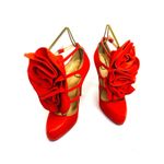 Christian Louboutin Dillian 120 Orange/Red Floral Leather Platform Heels EU 37 Photo 9