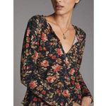 Pilcro Anthropologie Thermal Top X Small Black Floral Print Long Sleeve Boho Size XS Photo 6