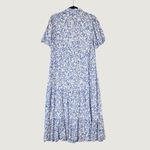 ZARA Womens Dress Blue Midi Floral Ditsy Shirtdress Linen Short Sleeve Medium Photo 1
