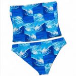 frankie's bikinis 3 Piece Waves Print Blue Sz M Photo 7