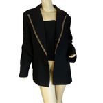 VINTAGE 1990'S GIOVANNA BLACK W/ GOLD GREEK KEY DESIGN COCKTAIL BLAZER (18) Photo 3