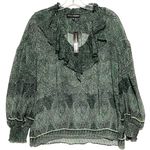 Catherine Malandrino Sheer Ruffle Blouse Top S Goblincore Boho Forest Fairy NWT Photo 0