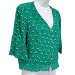Superdry Cropped Green Floral Button Down Boxy Short Sleeve Lace Trim Top size 8 Photo 3
