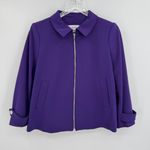 Calvin Klein blazer jacket women's 12P zip front scuba crepe crop purple career Photo 2