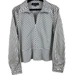 Jones New York  Black White Diagonal Striped V-neck Long Sleeve Office Top PL Photo 0