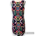 Crown & Ivy  size 6 neon dragonfly shift dress sleeveless zips up back lined Photo 10