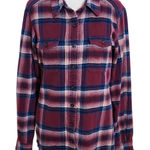 Burgundy and Navy Plaid Flannel Shirt Size 6 Patagonia Women's Flannel Photo 0