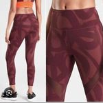 Athleta Tenacity 7/8 Tight Leggings Pockets Small Antique Burgundy Brush Strokes Photo 1