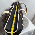 Coach  M157745 Large Canvas Leather Trim Travel Tote Black Cream Green Interior Photo 4