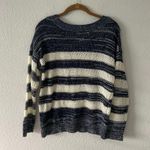 Navy & Cream Stripe Sweater Size Small by Mine Open Weave Photo 2