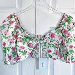 Hill House Isabella Top in Pink Roses White Size M Photo 2