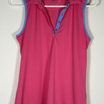 Greg Norman  Golf Play Polo Sleeveless Pink Performance Wear Blue Accent Size Med Photo 0
