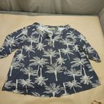 Palm Groove Blouse Top Women 2X Palm Trees Accent Button Quarter Sleeve Rayon Photo 9