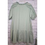 &merci &Merci green cotton boho gauze peasant puff sleeve lace dress medium. Photo 3