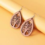 Wooden Willow Tree Tear Drop Earrings Brown Photo 0