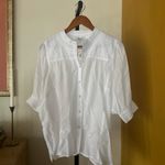 Madewell Embroidered Puff-Sleeve Band-Collar Shirt White Blouse Top NWT Size 14 Photo 1