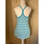 Lululemon  Power Y Twin Stripe Spry Blue White Athletic Tank Top Size 10 Photo 4