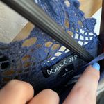 Double Zero Navy Blue Crochet Open Back Bell Sleeve Long Sleeve Blouse Top Photo 2