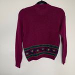Hunt Club Vintage  Maroon Sweater Floral Design Sz Small Linen Cotton Photo 5