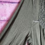 Knox Rose  SAGE GREEN FLOWY BOHO CROCHET DETAILED NECKLINE SHARKBITE HEM BLOUSE M Photo 4