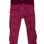 Lululemon Run Inspire Crop Leggings Pink Animal Print Size 4 Ruched Capri EUC Photo 3
