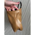 Vintage Tan Smooth Leather Stocko Clutch Purse Handbag Bakelite Lucite Handles Photo 11