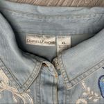 draper's & damon's drapers & damon embroidered sequin beaded denim button up long sleeve shirt Photo 4