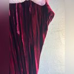 ZARA cranberry crushed faux velvet midi dress, raw hem. great for holidays. LG Photo 3