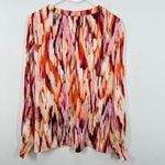 Belle‎ Kim Gravel Blouse Medium Multicolor Abstract Print Long Sleeve Top Orange Photo 6