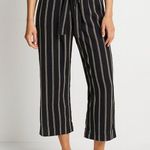 J. Jill Black & Gray Stripe Wide Crop Paper Bag Waist Pants (1063) Size L Photo 0