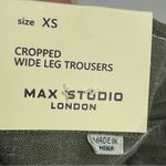 Max Studio NWT  Women's Cropped Wide Leg Trousers XS Pull-on linen blend olive Photo 6